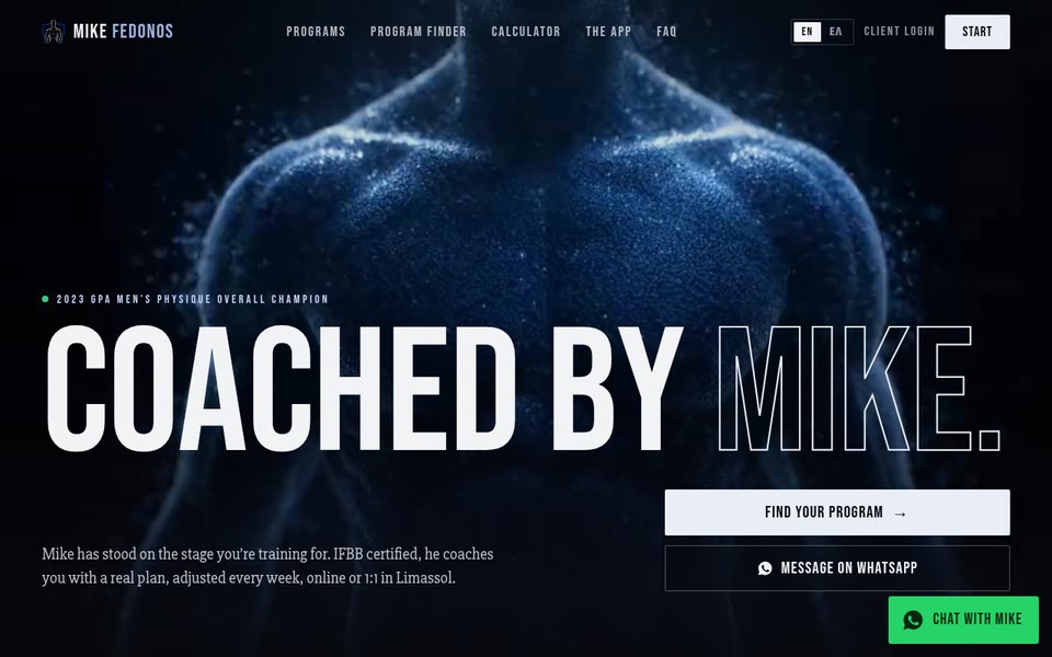 Mike Fedonos, personal trainer in Limassol website, designed by Nerwx